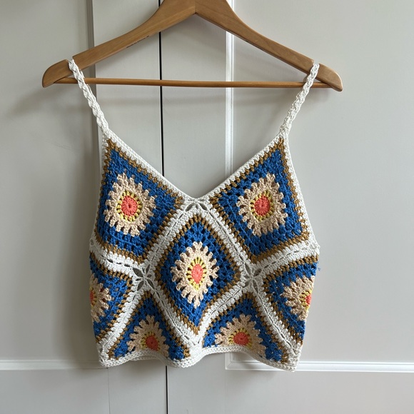 Lumiere Crochet Crop Tank Top, Size S, Multi-Colored - Picture 2 of 10